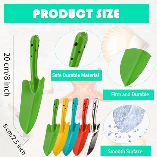Rcanedny 12 Pieces Mini Shovel Set Colorful Metal Garden Tools Hand Trowel Small Digging Shovel for Planting Transplanting Weeding Digging, 6 Colors - Image 3