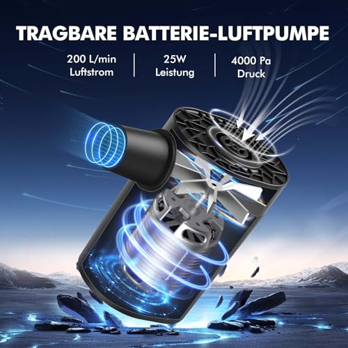 AKSOUL Elektrische Luftpumpe luftmatratze Portable Pumpe: Klein AA Batterie Electric Air Pump Elektrisch Mini Auto Elektropumpe Kompressor mit Licht für Pool Camping Matratze Luftbett 2
