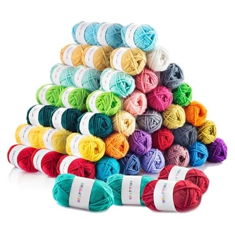 CRAFTISS 90x20g Acrylic Yarn Mini Skeins - 1300 Yards of Soft Yarn for Crocheting and Knitting Craft Project, Assorted Starter Crochet Kit Yarn Bulk for Adults and Kids Cover