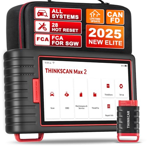 Thinkcar Escáner de diagnóstico automotriz Android 10.0 CC (DC) Thinkscan MAX 2, OBD2 Sistema Completo, 32G con AutoVIN y 28 Servicios, Actualización WiFi Gratuita