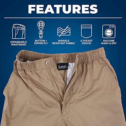 Pembrook Mens Elastic Waist Pants for Seniors - Adaptive Mens Pants for Elderly with Zipper and Button - Image 3