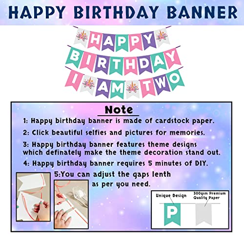 Image of Party Propz Unicorn Theme Birthday Decoration Kit - 66 Pcs Combo for 2nd Birthday Decorations for Girls with Pastel Balloons, Unicorn Foil Balloons, Number 2 Balloon, Banner & Curtains
