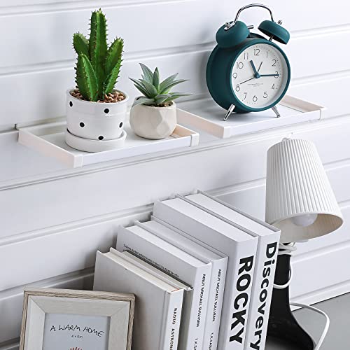 Maitys 4 Pack 7.9 X 4.3 Inch Slatwall Shelves Plastic Hanging Slatwall Accessories White Wall Shelves For Living Room Bedroom Office Gaming Room Retail Display Stores Boutiques Supplies #TOP4