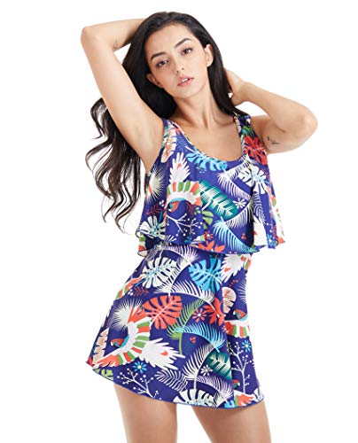 BIMEI Two Piece Pocketed Mastectomy Swimsuit Tankini Sets for Women Bathing Suits with Shorts 910