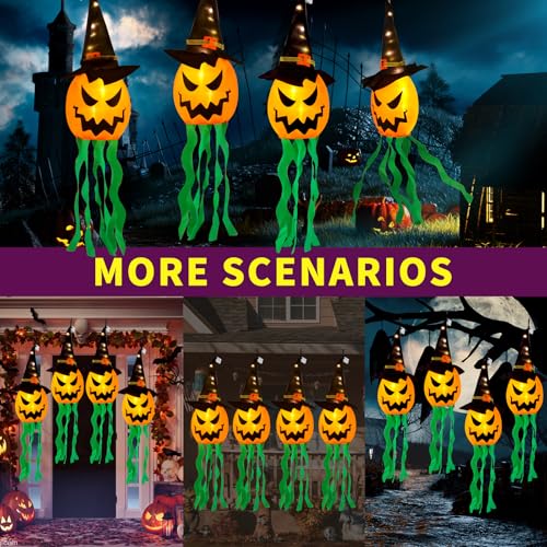 Halloween Decorations Out of doors Halloween Decor Hanging Out of doors String Lights Glowing Ghost Witch Hat Halloween Decorations Indoor Ornaments Halloween Lights for House Tree Backyard Yard (4Pcs) - Image 7
