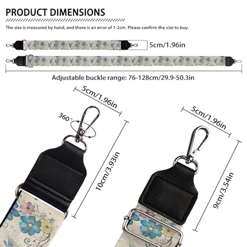 Image of Talayituse Hummingbird Daisy Print Shoulder Strap Wide Purse Bag Strap Adjustable Replacement Belt Luggage Crossbody Shoulder Bag Strap for Women Girls
