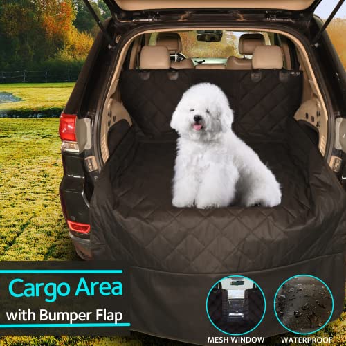 Kululu Suv Cargo Liner For Dogs With Mesh Window, Dog Car Seat Cover, Water Resistant Cargo Liner For Suv, Trunk Cover For Dogs, Suv Dog Cover With Bumper Flap, Universal Fit X Large (Black) #TOP3