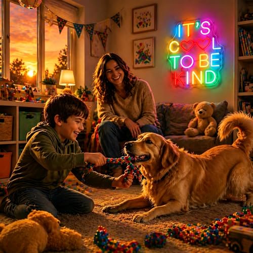 Image of It's Cool To Be Kind Neon Sign for Wall Decor Light Up Sign Positive Led Signs for Class Room Party Home Wall Decor USB Powered