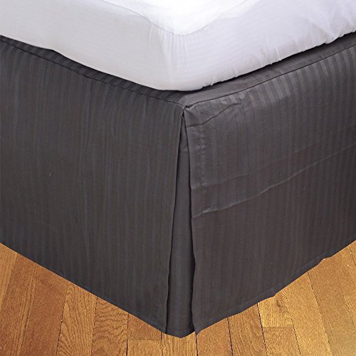 Laxlinen Super Quality 100% Egyptian Cotton 1Pc Bed-Skirt 26 Inch Extra Deep Pocket Three Quarter/Small Double/Antiquebed, Elephant Grey/Dark Grey Stripe 600-Thread Count #TOP26