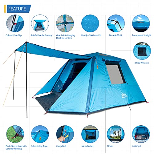 Carpa tipo cabaña para 8 personas con toldo y cubierta completa miniatura 2