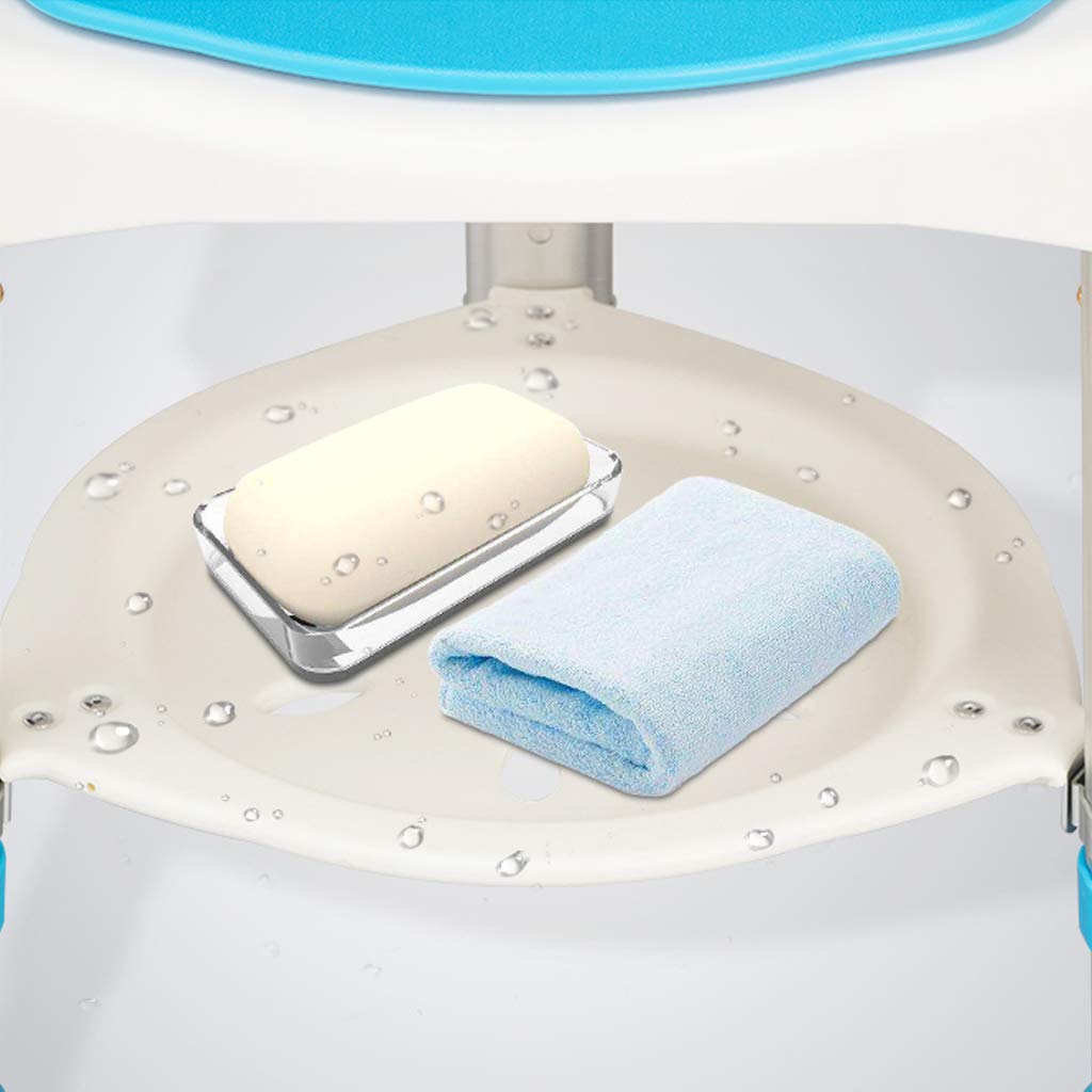 Giratorio Redondeado Taburete de baño/Ducha con Asiento Giratorio y Bandeja extraíble Portátil Asiento de baño Ajustable en 6 Alturas Ayuda por discapacidad para Personas Mayores Minusválido