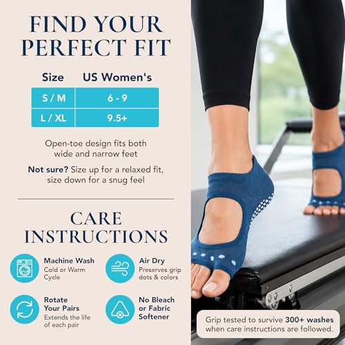 Image of Tucketts Allegro Toeless Pilates Socks with Grips for Women, Non-Slip Open-Toe Grip Socks, Yoga, Barre, Dance, Reformer, Home