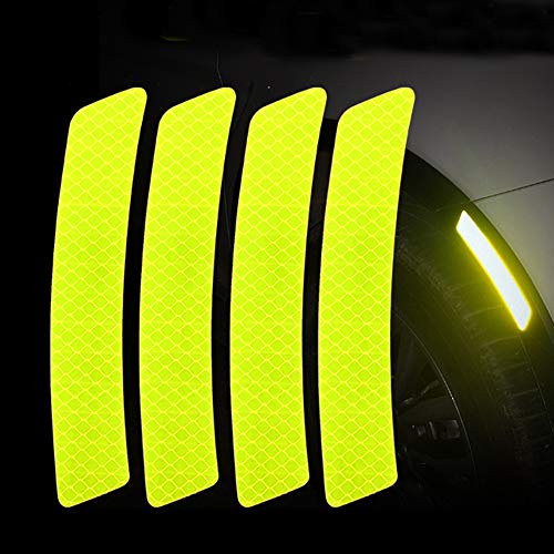 Image of ZYTC 4pcs 3D Super Reflective Stickers Carbon Fiber Strips Car Side Door Edge Bumper Anti-Scratch Protection Guards Trim Stickers Universal (Wheel Eyebrow Stickers Green)