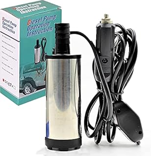 Diesel Pump, Water Oil Diesel Fuel Transfer Pump Electric Oil Pump Extractor 12v Stainless Steel Submersible Pump 3M Cable with Cigarette Plug for Car Motorbike Speed Boat