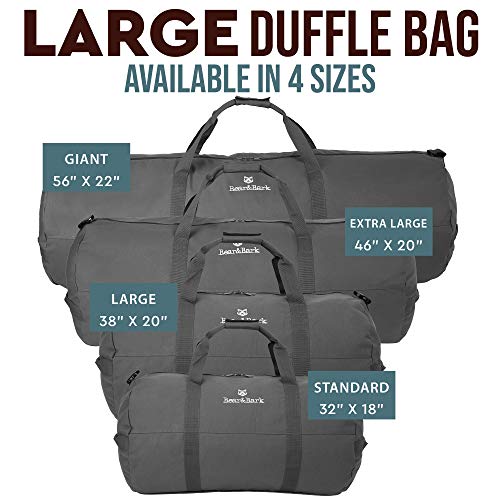 Large Duffle Bag – Grey 38”x20” - 195.6L - Canvas Military and Army Cargo Style Duffel Tote for Men and Women– College Student, Backpacking, Travel and Storage Shoulder Bag