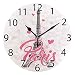 ALAZA Pink Paris with Love Round Acrylic Wall Clock, Silent Non Ticking Oil Painting Home Office School Decorative Clock Art