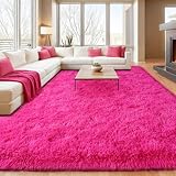 Soft Shaggy for Bedrooms, Hot Pink Area Rug, Fluffy Rugs for Living Room, Cozy Fuzzy Carpet for Kids, Perfect Indoor Decor for Boys and Girls 4x6 Feet