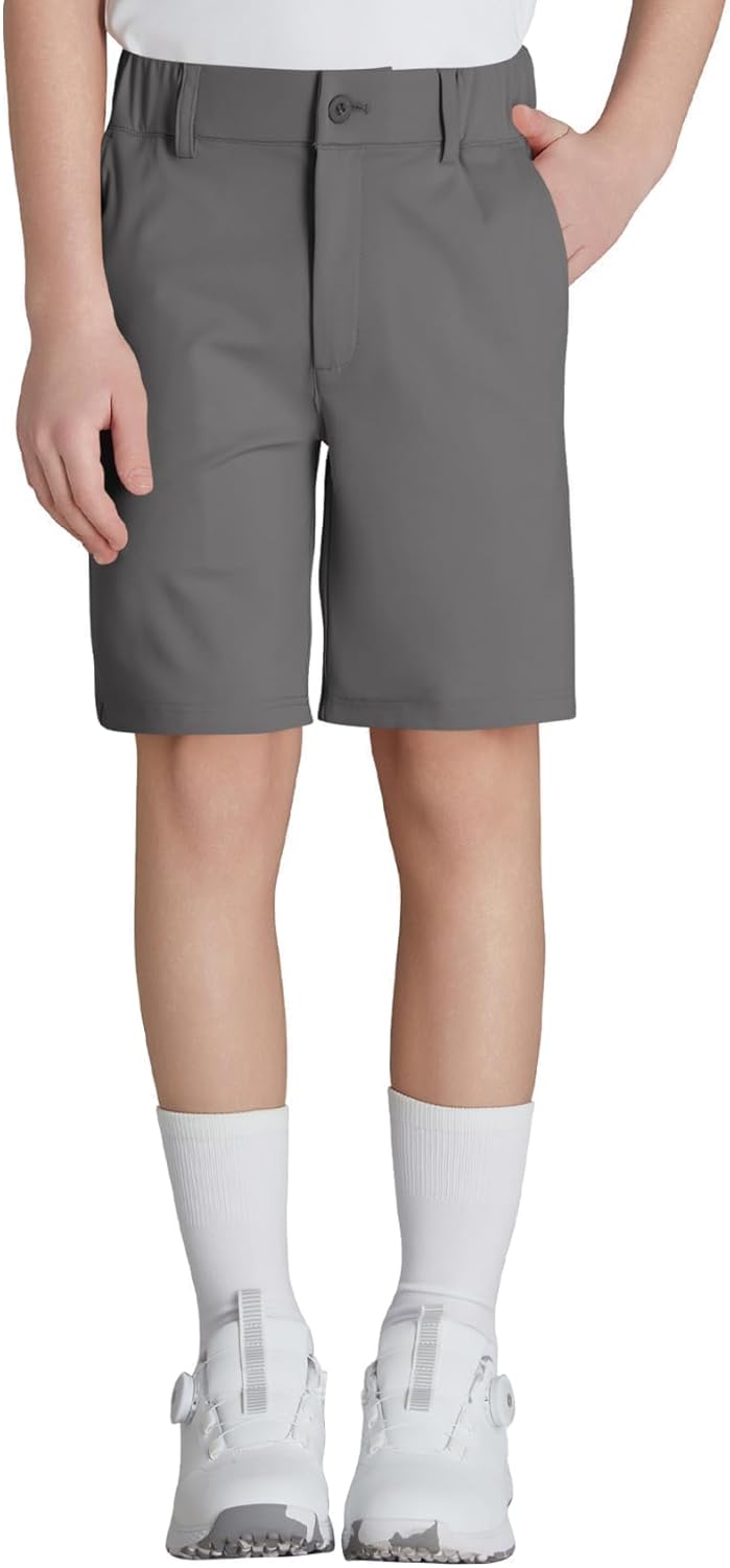 QBK Youth Boys Golf Shorts Stretch School Uniform Quick Dry Flat Front Dress Chino Pockets 2T-16Y