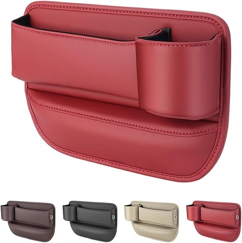 Bolsa de cuero para portavasos de automóvil, caja de almacenamiento para automóvil mejorada 2025 con soporte para tazas, caja de almacenamiento de