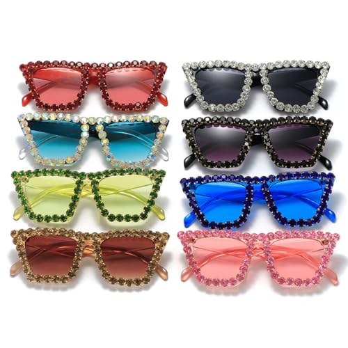 Trendige Strass-Cat-Eye-Glitzer-Sonnenbrille für Damen, Cateye-Vintage-Sonnenbrille mit funkelndem Kristall-Diamant, Modell Catwalk Eyewear, c1, Einheitsgröße