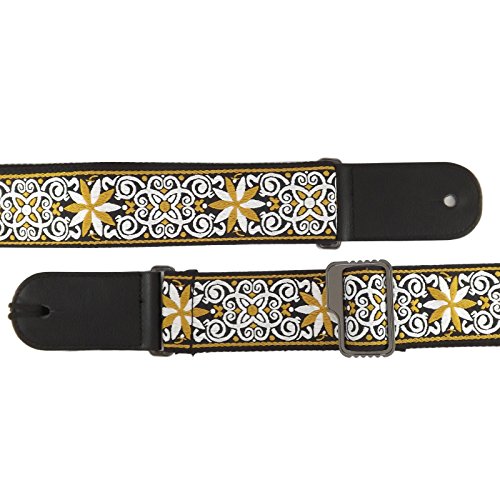 Sangle de guitare classique / acoustique / basse / électrique à motifs – Cuir et coton - Les Beatles, Paul McCartney, John Lennon, RIngo Starr, George Harrison Sangle de guitare classique / acoustique / basse / électrique à motifs – Cuir et coton