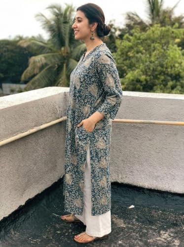 Image of Modestouze Attires Single Kurti for Women - Polyester Rayon Floral Printed Straight Cut Kurti Full Sleeve Umbrella, Wear it on Office, Daily & Regular Purpose Under 200, 250, 300, 500 for 2025 Design