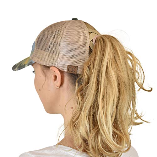 Image of C.C Ponycap Messy High Bun Ponytail Adjustable Mesh Trucker Baseball Cap Hat