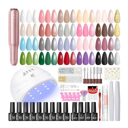 PEACECOLOR 38Pcs Gel Nägel Set mit Lampe,22 Farben Gelnägel Starterset