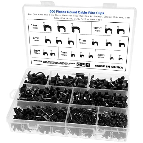 Booramy 600 Pack Black Cable Clips Cover