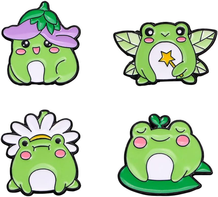 Cartoon Green Frogs Enamel Pins Animal Brooch Badges Cute Lapel Pin Cool Frog Alloy Brooch Pin Fun Brooch for Backpack Jackets Clothing Hat Decoration DIY Accessory