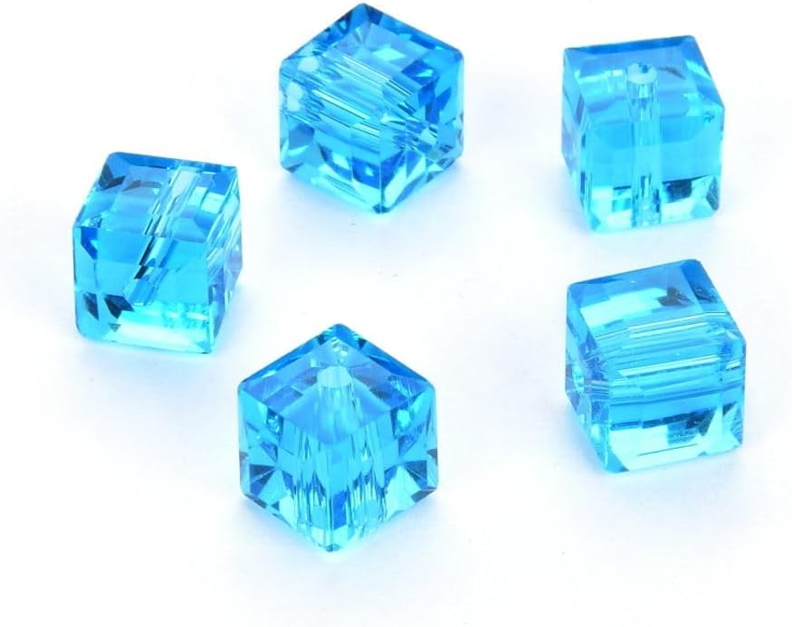 100pcs Adabele Austrian 8mm Faceted Loose Cube Crystal Beads Capri Blue Compatible with Swarovski Crystals Preciosa 5601 SSC825
