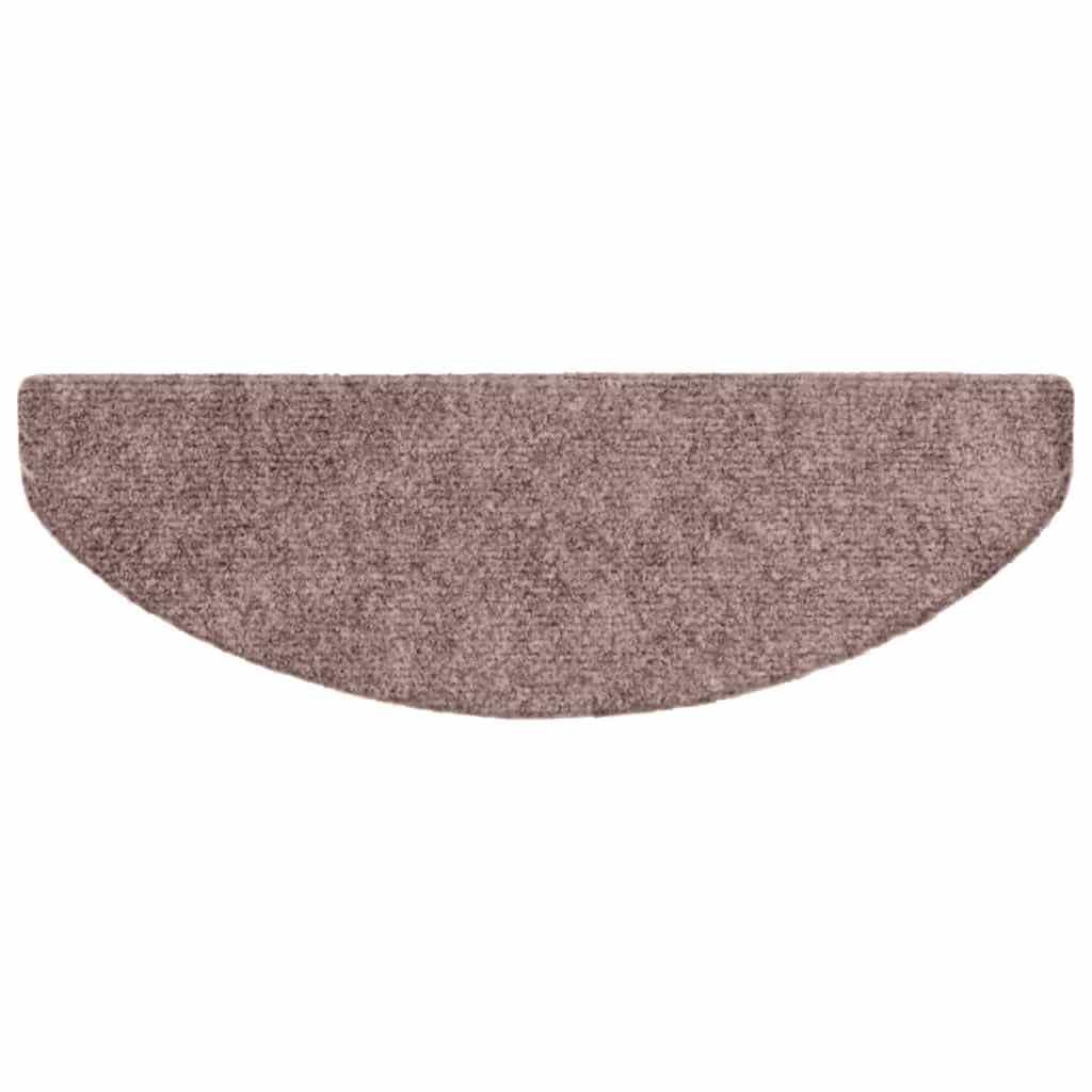 vidaXL Felpudos autoadhesivos para escaleras, 10 Unidades, 65 x 21 x 4 cm, marrón Claro, semicirculares, Grandes