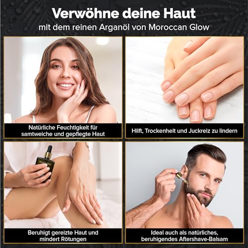 Moroccan Glow Aceite de argán orgánico prensado en frío – Cuidado del cabello para cabello seco y rizos – Sérum de aceite para el cabello contra puntas abiertas, cuero cabelludo y humedad – Aceite - imagen 4