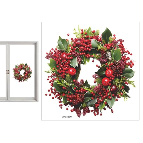 Pegatinas de pared de Navidad – Calcomanía de corona de Navidad para dormitorio | 38,9 Centímetros adhesivos decorativos para dormitorio, sala de estar, casa, cocina, fiesta, y para atrás