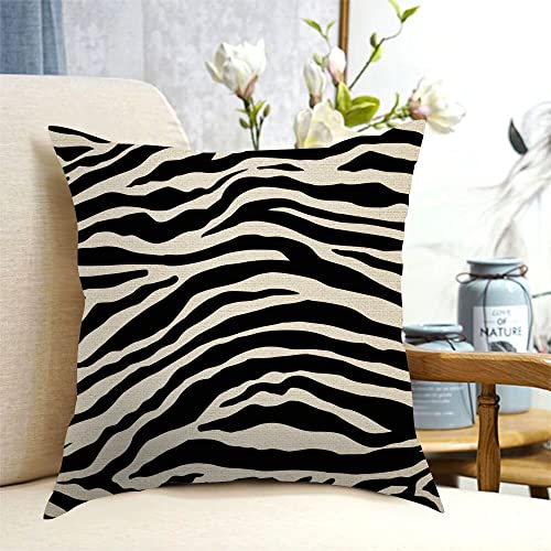 Hysing Zebra Print Throw Pillow Covers 18 X 18 Inch,Camo Skin Black And White Animal Print Linen Square Pillow Cases Decorative Cushion Cover For Sofa Bedroom Living Room #TOP1