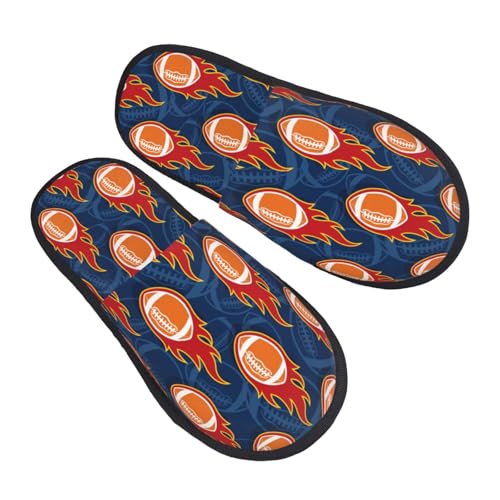 American Football And Fire Flames Print Women Slippers Home Furry Shoes Keep Men Couples Shoes Warm For Women-2
