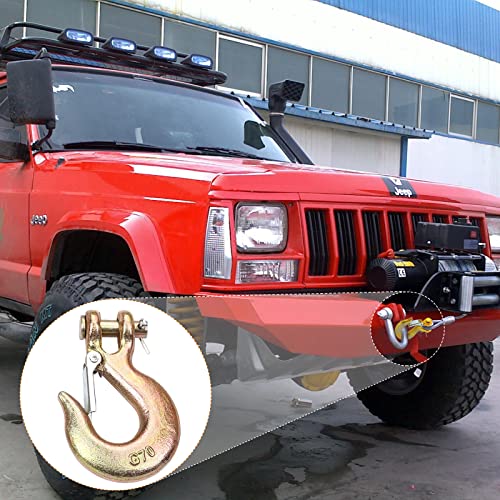 3/8 Inch Clevis Slip Hook, Yeazhen 2Pcs Heavy Duty Forged G70 Hook With Safety Latch, Clevis Rigging Tow Winch Trailer For Transport, Lift And Pull, Capacity18000 Lbs #TOP5