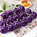 Cloudecor 15Pcs Purple Roses Artificial Flowers Fake Roses Long Stem Velet Rose Silk Flowers for Home Wedding Decoration (Round Roses,Pure Purple)