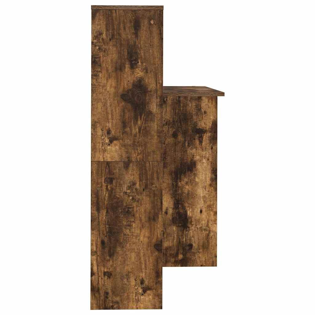 Scrivania rovere fumé in legno ingegnerizzato 131,5x50x106,5 cm con ripiano e mensole integrati per lavoro, studio, gaming e smartworking in casa o ufficio