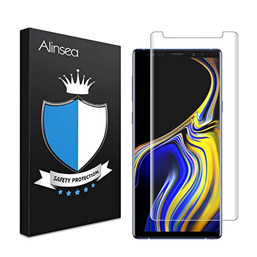 Alinsea Film de protection d'écran en verre trempé pour Samsung Galaxy Note 9 [entièrement adhésif] [compatible avec la coque] [verre 3D] en verre trempé anti-rayures et anti-bulle