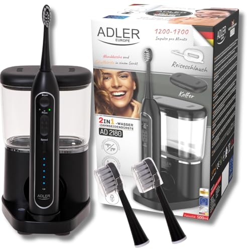 Adler AD2180 Ducha bucal 2 en 1 con cepillo sónico, color negro