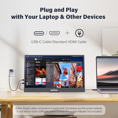 Image of InnoView 15.6-Inch Portable Monitor, 120Hz 2K QHD, USB-C /HDMI, Travel Monitor for Laptop MacBook /Switch /PS5 /Xbox (Adapter Not Included)