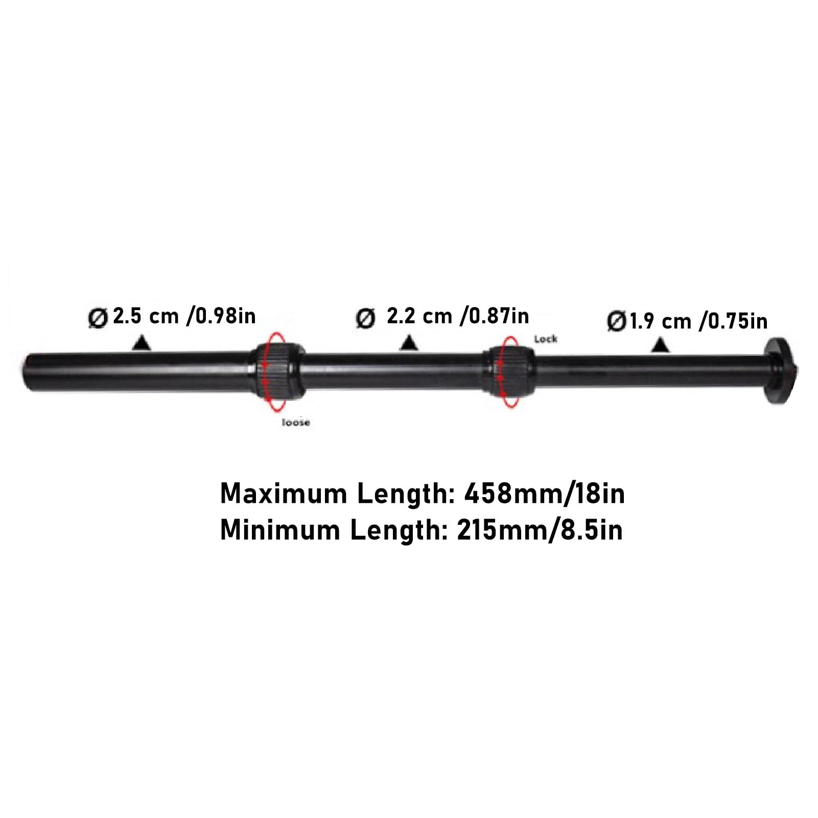 Cuifati Brazo de extensión de trípode de 3 secciones, aleación de aluminio, negro, conector de 1/4-3/8 pulgadas, compatible con cámara, smartphone, accesorios de cámara, soporte de trípode