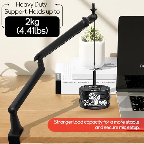 Bras micro avec tige d'extension réglable support pliable pour podcast et studio - 7