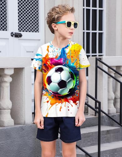 Image of 3D Graphic Short Sleeve Shirts Boys Girls Cool T-Shirt Unisex Novelty Tees for 7-12 Years Teens