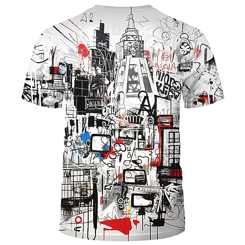 Men's Artist Street Letter Graffiti Markers T-Shirt Shirts 3D Printing Graffiti Graphic Shirt Tee Top2