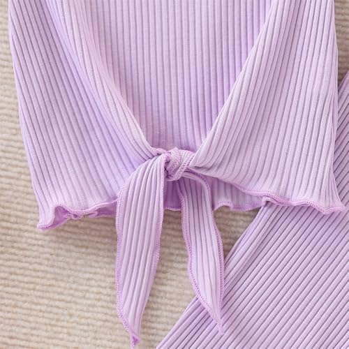 Image of Kid Girl Clothes Butterfly Patch T-Shirt Jogger Pants Ribbed 2PC Summer Fall Outfits Set