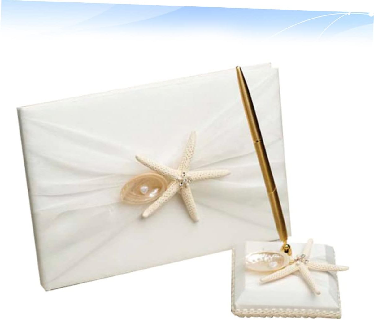 Beach Style Guest Sign in Book with Pen Holder DIY Message Attendance Book for Engagement Wedding Ceremony Wedding Supplies for Unforgettable Memories