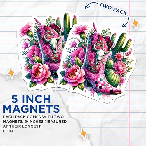 Set de 2 Imanes Western Boho con diseño rosa 5 pulgadas miniatura 3
