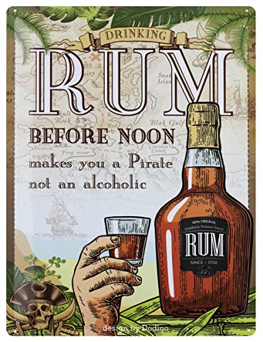 DODINO plaque en métal RUM, 30x40cm Idée de Cadeau pour Fans de Rhum, en métal, Design Retro pour la décoration